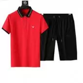 2021 armani chandal manche courte homme logo graphic t-shirt shorts rouge